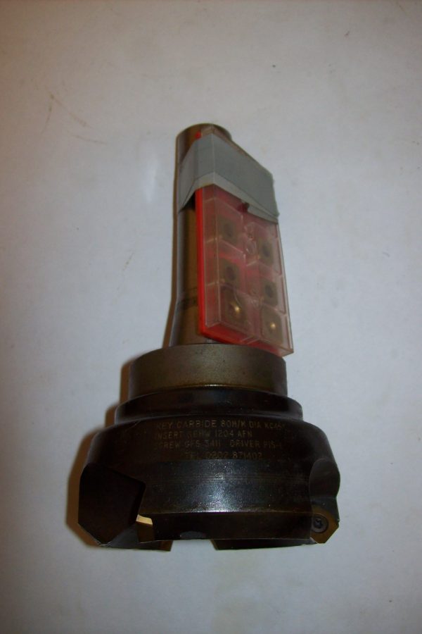 R8 multipoint carbide insert surfacing cutter.