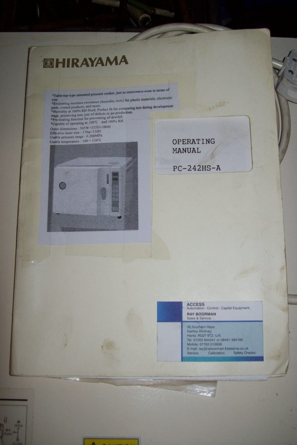Hirayama PC-242HS-A Pressure oven - Image 3
