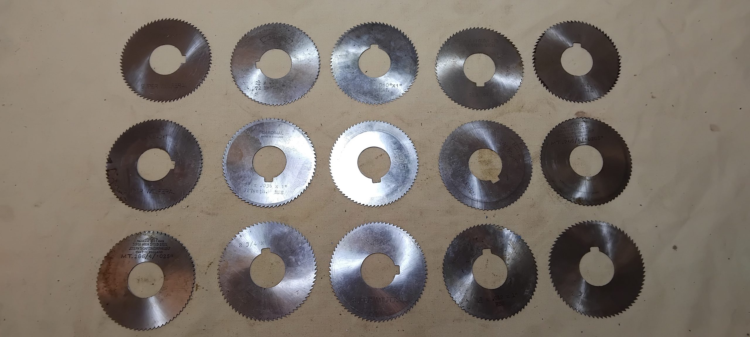 Selection of 15 off 1" bore fine slitting saws